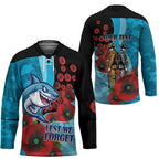 Cronulla-Sutherland Sharks ANZAC Personalised Hockey Jersey Lest We Forget Poppy Camo