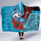 Cronulla-Sutherland Sharks ANZAC Personalised Hooded Blanket Lest We Forget Poppy Camo