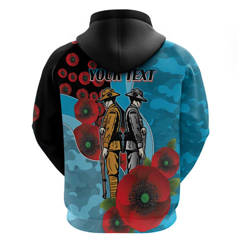Cronulla-Sutherland Sharks ANZAC Personalised Hoodie Lest We Forget Poppy Camo