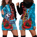 Cronulla-Sutherland Sharks ANZAC Personalised Hoodie Dress Lest We Forget Poppy Camo