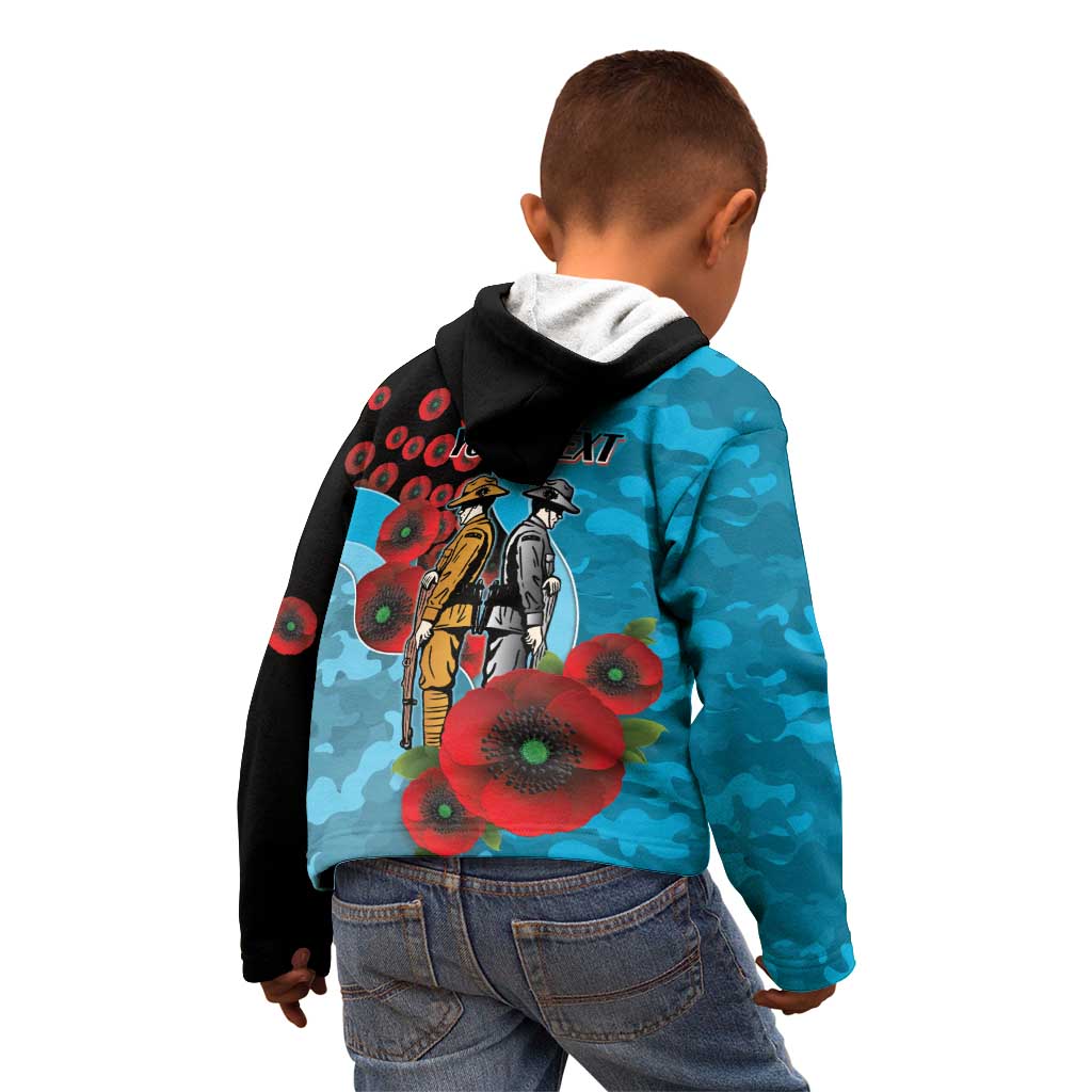 Cronulla-Sutherland Sharks ANZAC Personalised Kid Hoodie Lest We Forget Poppy Camo
