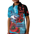 Cronulla-Sutherland Sharks ANZAC Personalised Kid Polo Shirt Lest We Forget Poppy Camo