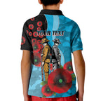 Cronulla-Sutherland Sharks ANZAC Personalised Kid Polo Shirt Lest We Forget Poppy Camo