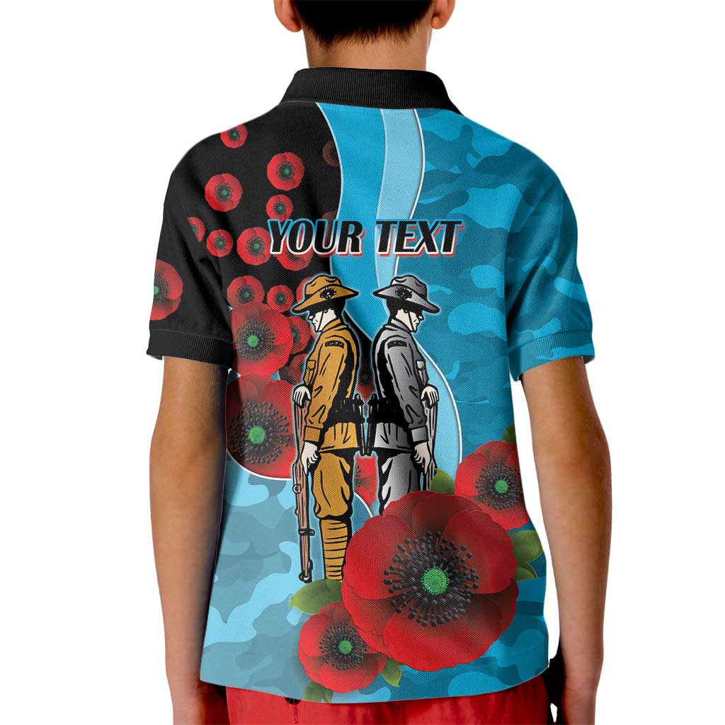 Cronulla-Sutherland Sharks ANZAC Personalised Kid Polo Shirt Lest We Forget Poppy Camo