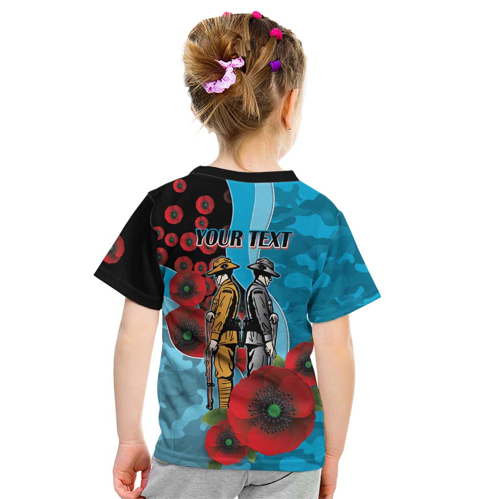 Cronulla-Sutherland Sharks ANZAC Personalised Kid T Shirt Lest We Forget Poppy Camo