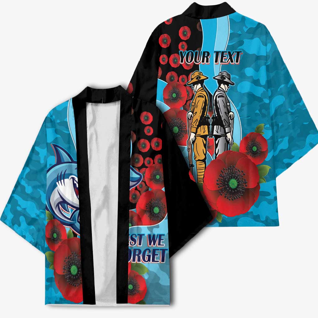 Cronulla-Sutherland Sharks ANZAC Personalised Kimono Lest We Forget Poppy Camo