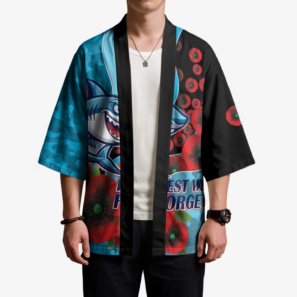Cronulla-Sutherland Sharks ANZAC Personalised Kimono Lest We Forget Poppy Camo