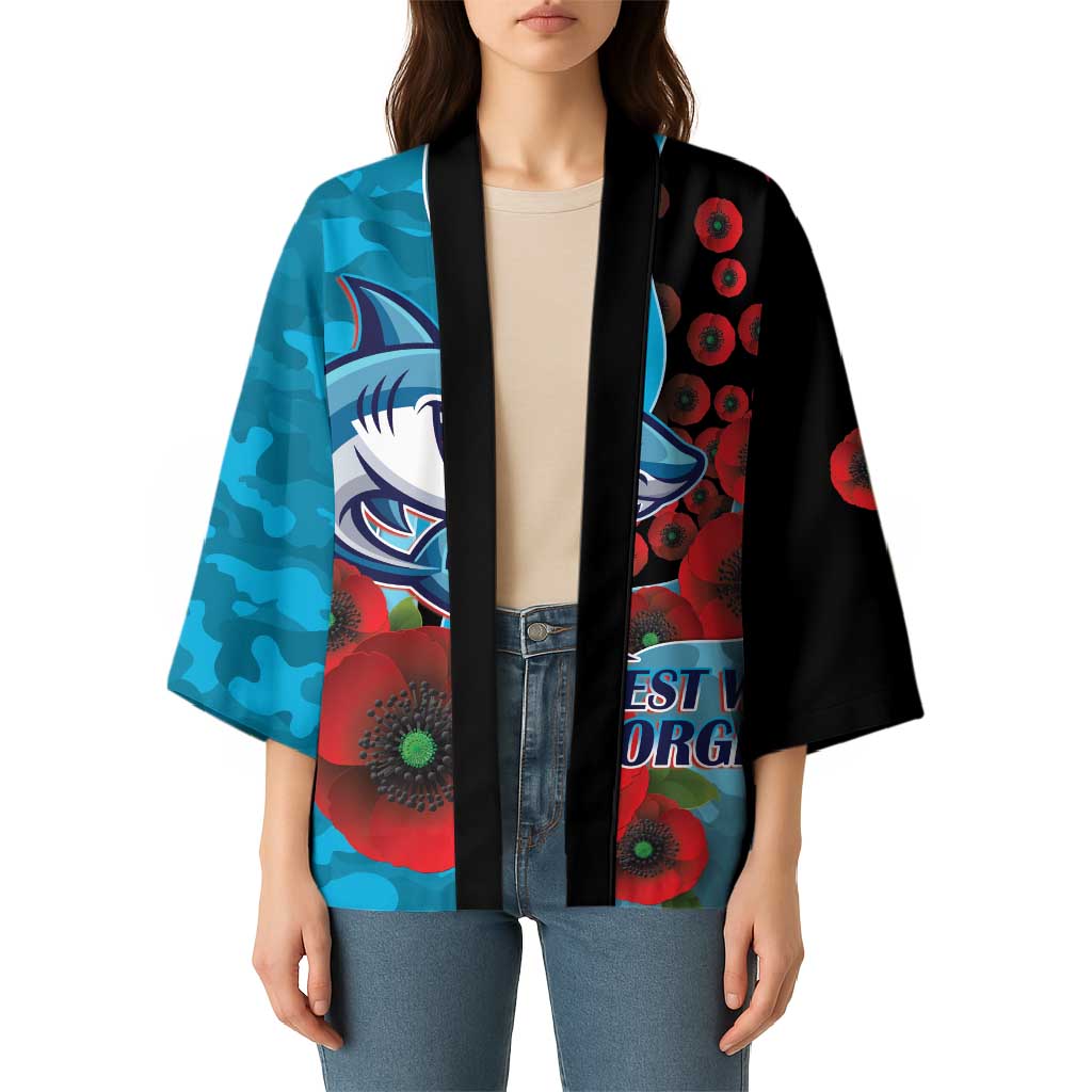Cronulla-Sutherland Sharks ANZAC Personalised Kimono Lest We Forget Poppy Camo