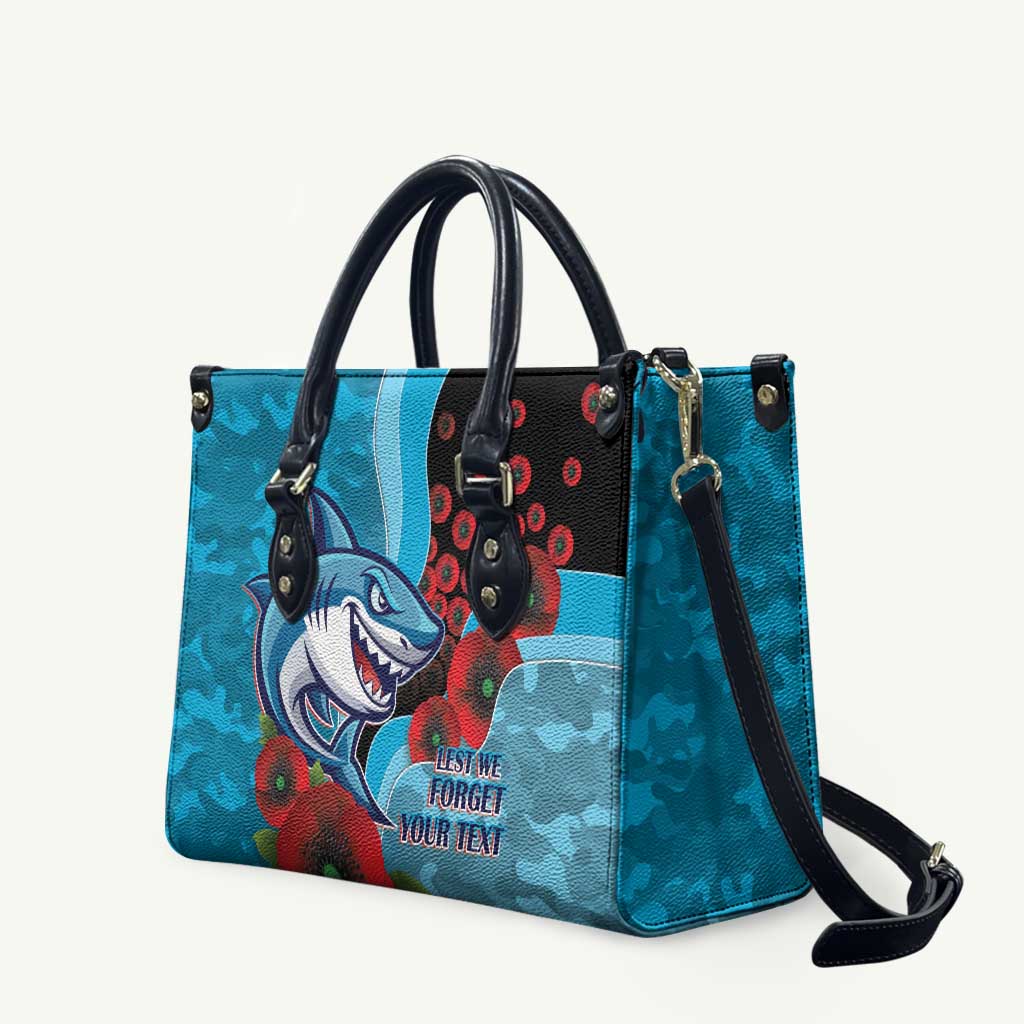 Cronulla-Sutherland Sharks ANZAC Personalised Leather Bag Lest We Forget Poppy Camo