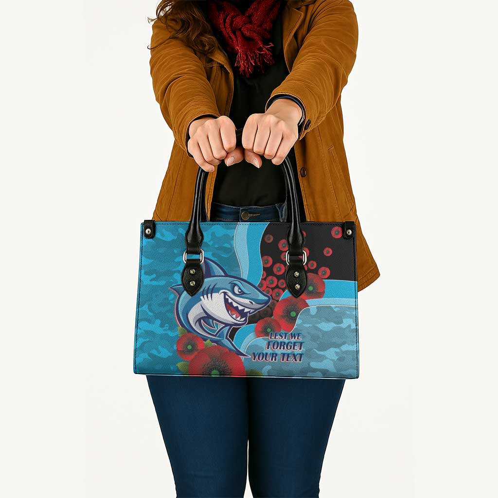 Cronulla-Sutherland Sharks ANZAC Personalised Leather Bag Lest We Forget Poppy Camo