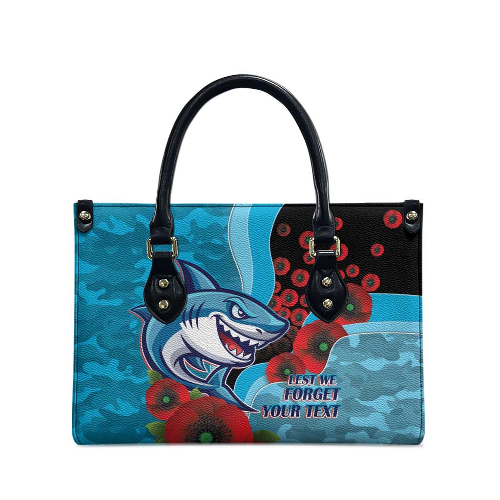 Cronulla-Sutherland Sharks ANZAC Personalised Leather Bag Lest We Forget Poppy Camo