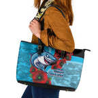 Cronulla-Sutherland Sharks ANZAC Personalised Leather Tote Bag Lest We Forget Poppy Camo