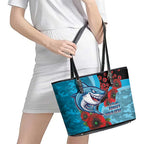 Cronulla-Sutherland Sharks ANZAC Personalised Leather Tote Bag Lest We Forget Poppy Camo