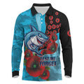 Cronulla-Sutherland Sharks ANZAC Personalised Long Sleeve Polo Shirt Lest We Forget Poppy Camo