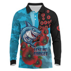 Cronulla-Sutherland Sharks ANZAC Personalised Long Sleeve Polo Shirt Lest We Forget Poppy Camo