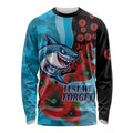 Cronulla-Sutherland Sharks ANZAC Personalised Long Sleeve Shirt Lest We Forget Poppy Camo