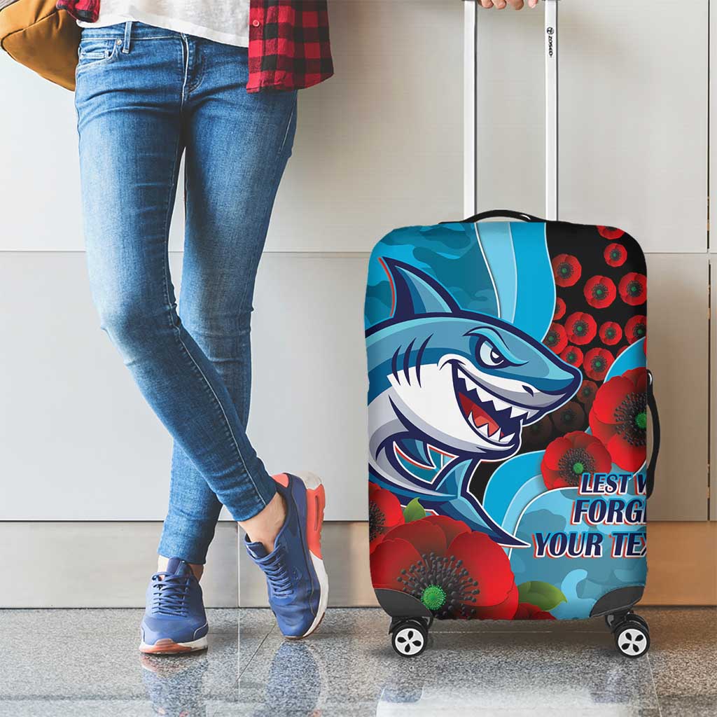 Cronulla-Sutherland Sharks ANZAC Personalised Luggage Cover Lest We Forget Poppy Camo