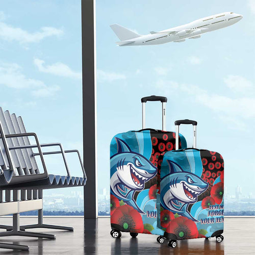 Cronulla-Sutherland Sharks ANZAC Personalised Luggage Cover Lest We Forget Poppy Camo