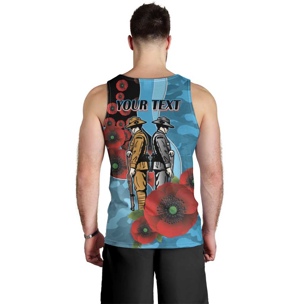 Cronulla-Sutherland Sharks ANZAC Personalised Men Tank Top Lest We Forget Poppy Camo