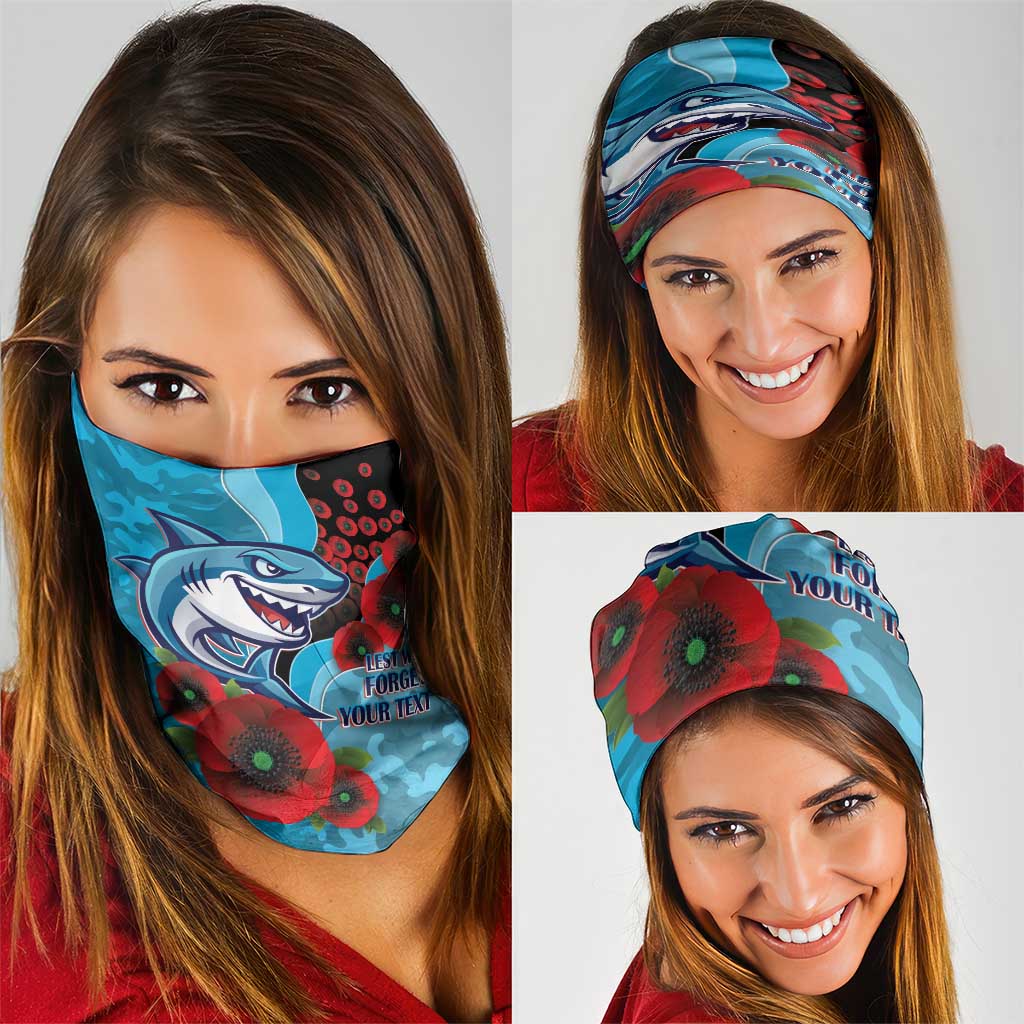 Cronulla-Sutherland Sharks ANZAC Personalised Neck Gaiter Lest We Forget Poppy Camo