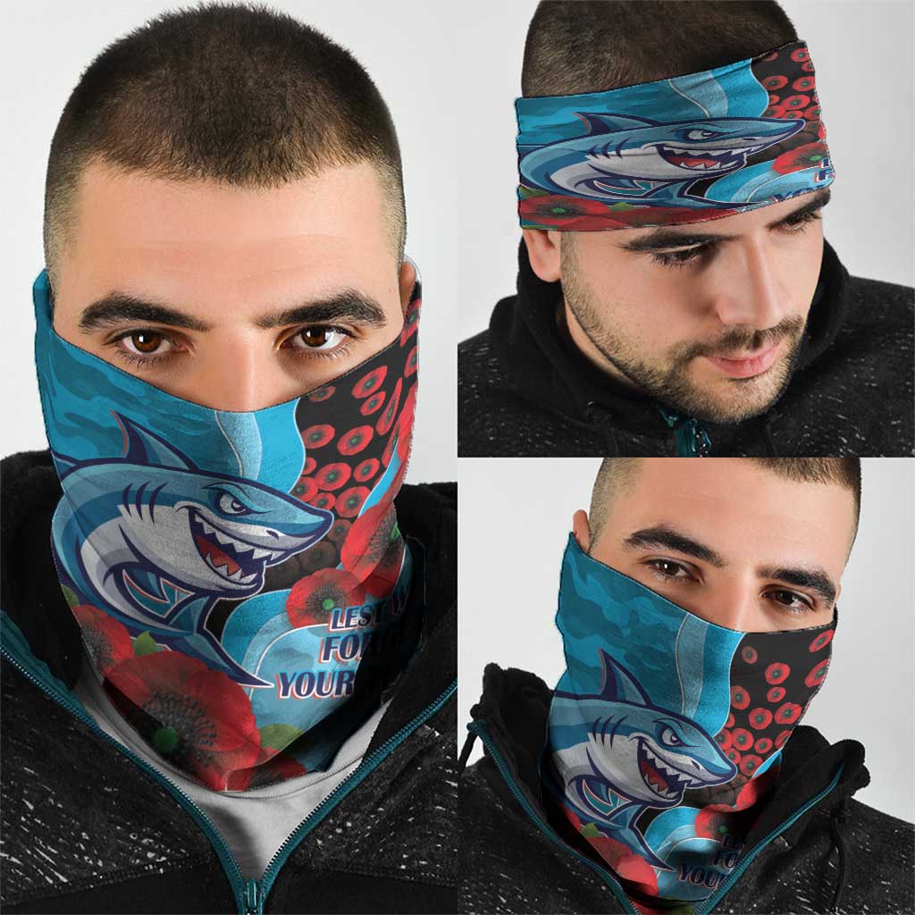 Cronulla-Sutherland Sharks ANZAC Personalised Neck Gaiter Lest We Forget Poppy Camo