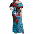 Cronulla-Sutherland Sharks ANZAC Personalised Off Shoulder Maxi Dress Lest We Forget Poppy Camo