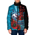 Cronulla-Sutherland Sharks ANZAC Personalised Padded Jacket Lest We Forget Poppy Camo