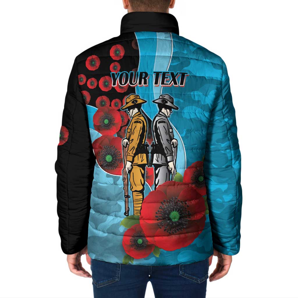 Cronulla-Sutherland Sharks ANZAC Personalised Padded Jacket Lest We Forget Poppy Camo