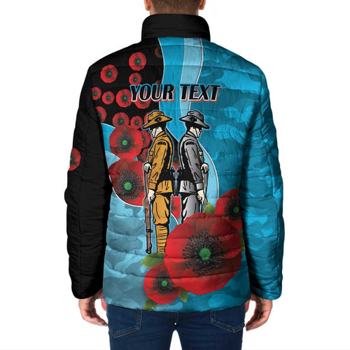 Cronulla-Sutherland Sharks ANZAC Personalised Padded Jacket Lest We Forget Poppy Camo
