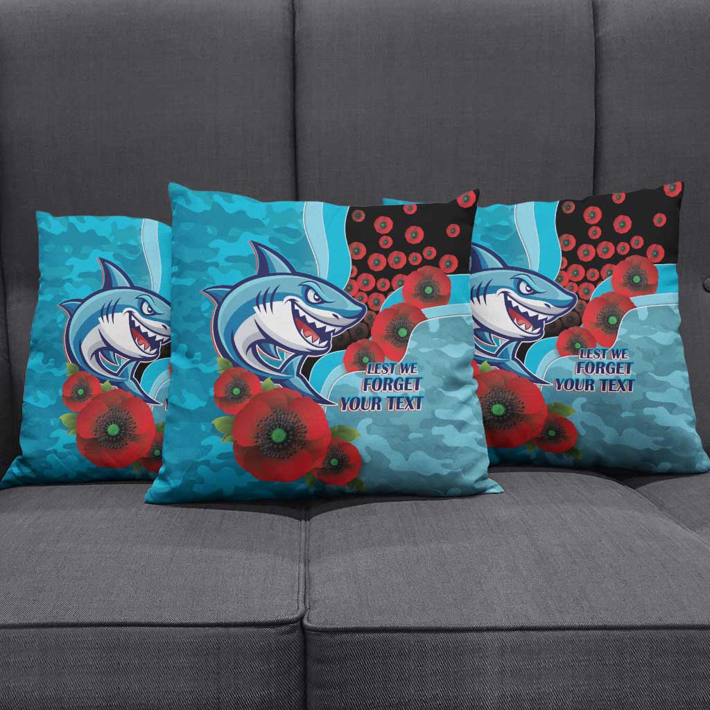 Cronulla-Sutherland Sharks ANZAC Personalised Pillow Cover Lest We Forget Poppy Camo