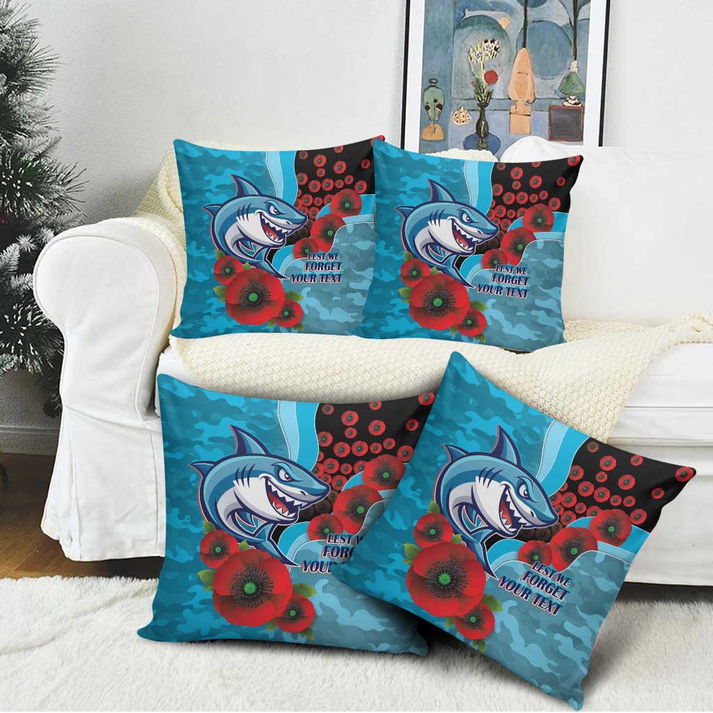 Cronulla-Sutherland Sharks ANZAC Personalised Pillow Cover Lest We Forget Poppy Camo