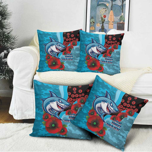 Cronulla-Sutherland Sharks ANZAC Personalised Pillow Cover Lest We Forget Poppy Camo