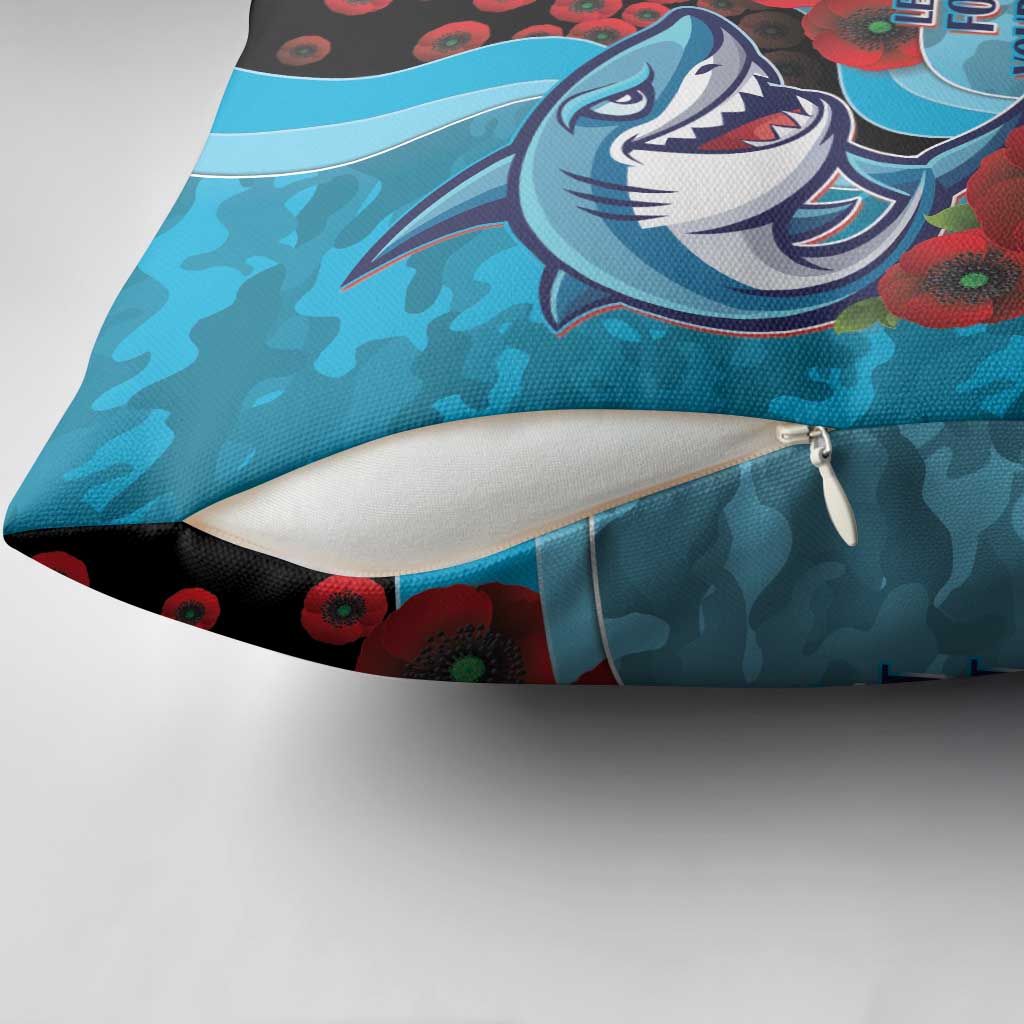 Cronulla-Sutherland Sharks ANZAC Personalised Pillow Cover Lest We Forget Poppy Camo