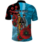 Cronulla-Sutherland Sharks ANZAC Personalised Polo Shirt Lest We Forget Poppy Camo