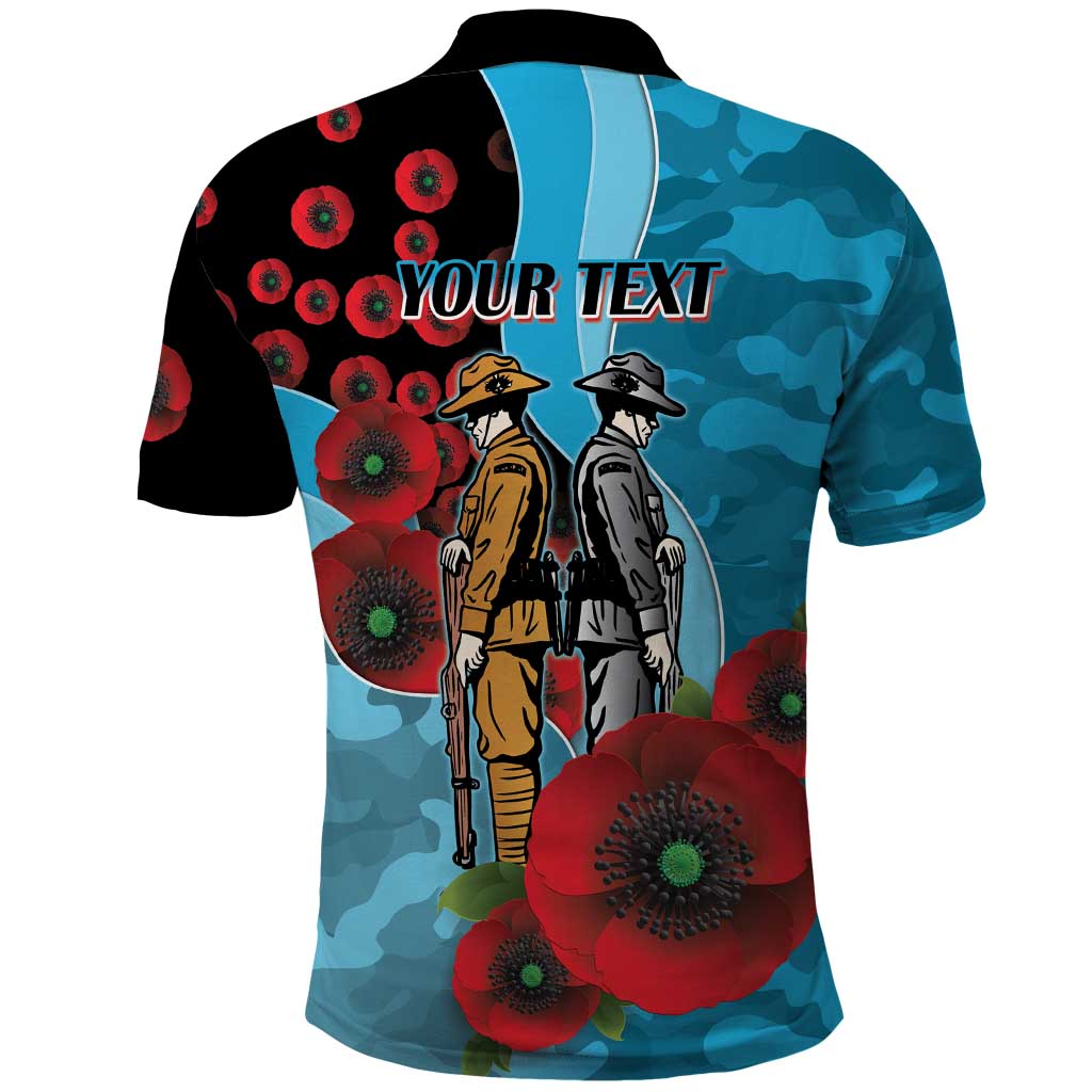 Cronulla-Sutherland Sharks ANZAC Personalised Polo Shirt Lest We Forget Poppy Camo