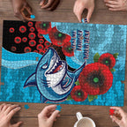 Cronulla-Sutherland Sharks ANZAC Personalised Puzzle Lest We Forget Poppy Camo