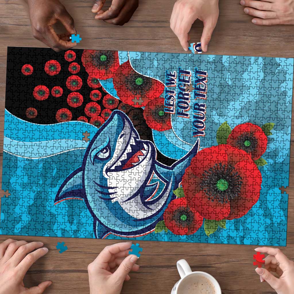 Cronulla-Sutherland Sharks ANZAC Personalised Puzzle Lest We Forget Poppy Camo