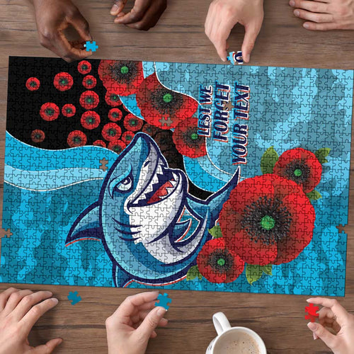 Cronulla-Sutherland Sharks ANZAC Personalised Puzzle Lest We Forget Poppy Camo