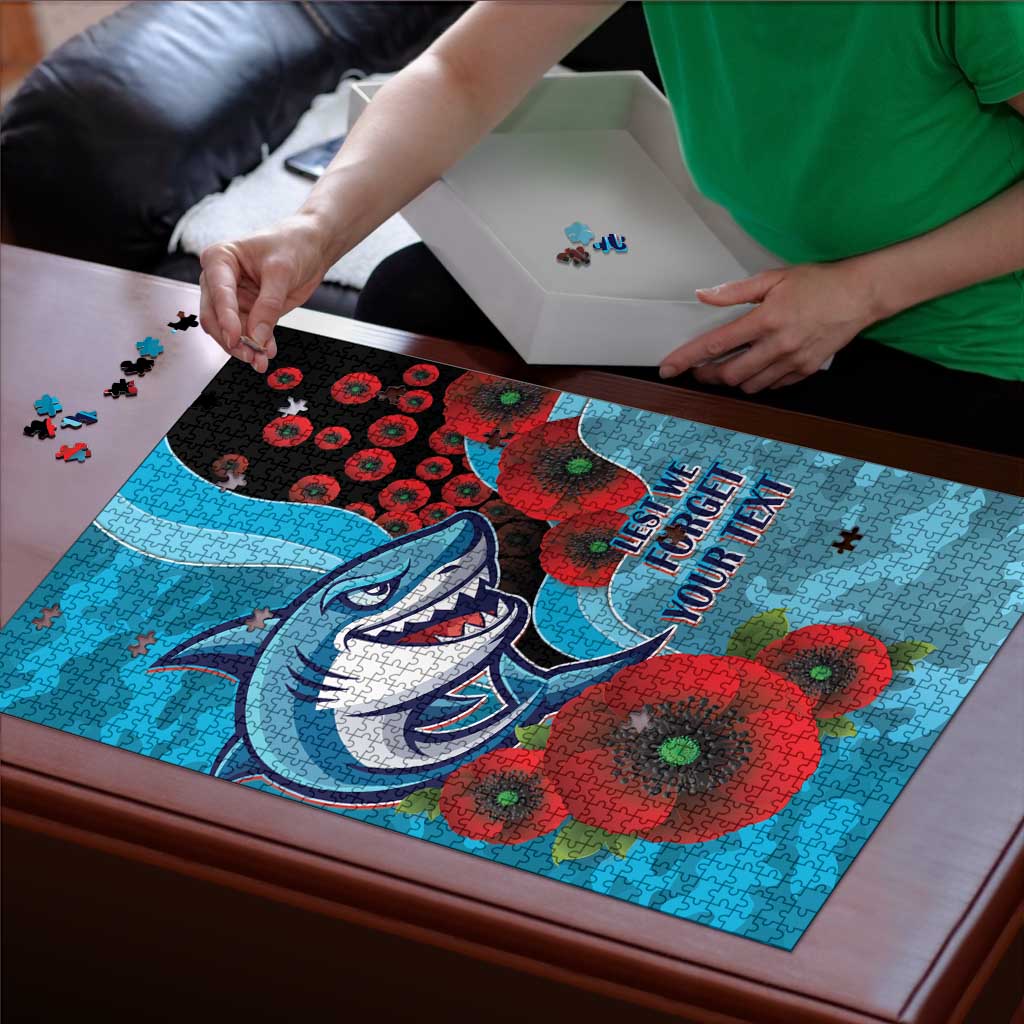 Cronulla-Sutherland Sharks ANZAC Personalised Puzzle Lest We Forget Poppy Camo