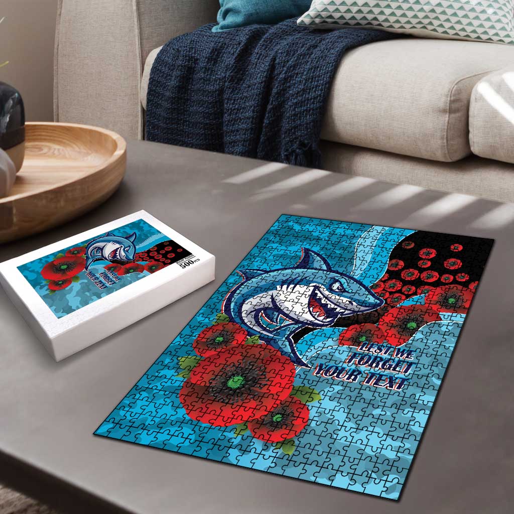 Cronulla-Sutherland Sharks ANZAC Personalised Puzzle Lest We Forget Poppy Camo