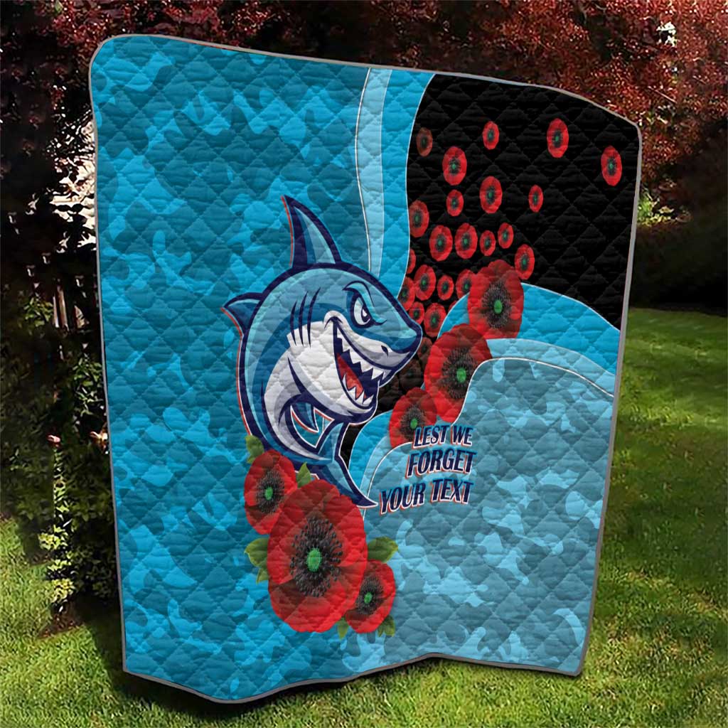Cronulla-Sutherland Sharks ANZAC Personalised Quilt Lest We Forget Poppy Camo