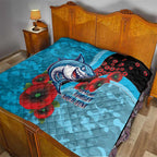 Cronulla-Sutherland Sharks ANZAC Personalised Quilt Lest We Forget Poppy Camo