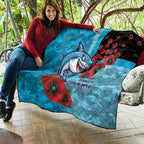 Cronulla-Sutherland Sharks ANZAC Personalised Quilt Lest We Forget Poppy Camo