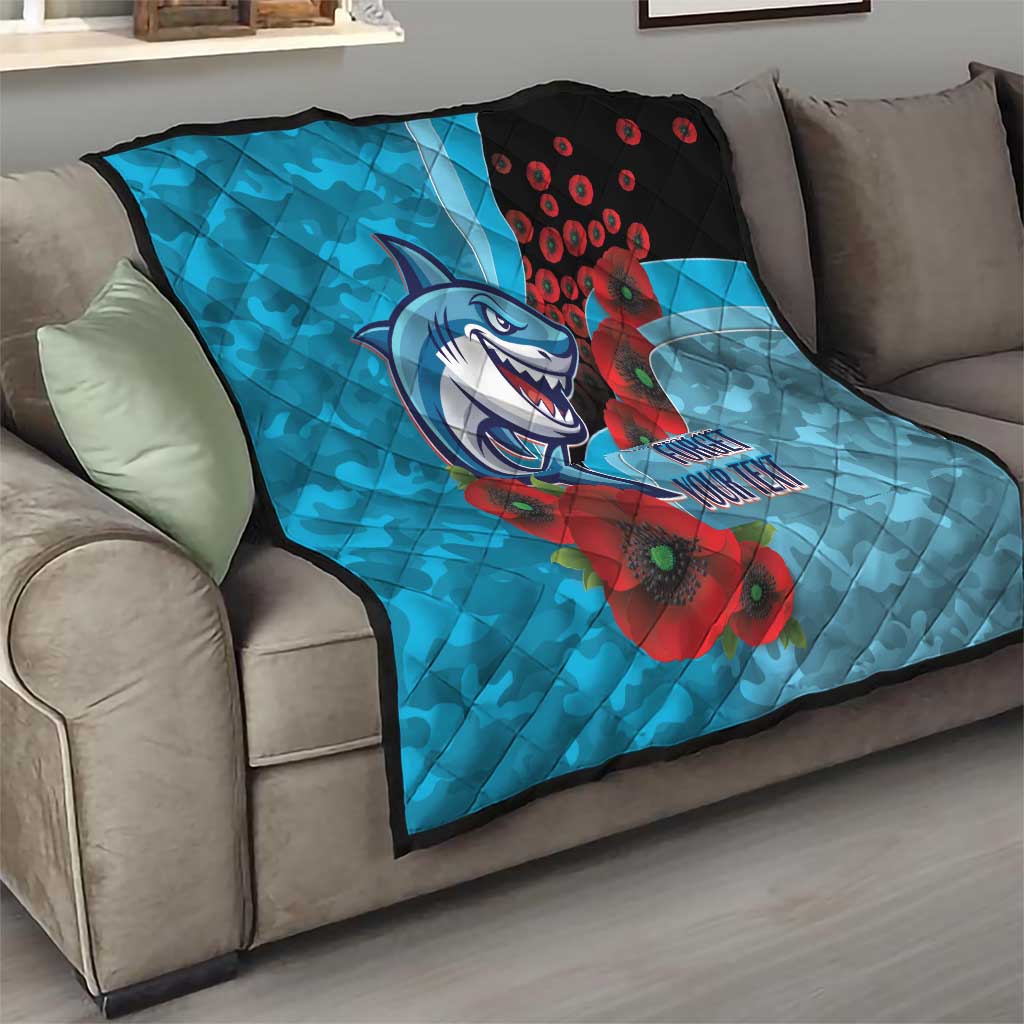 Cronulla-Sutherland Sharks ANZAC Personalised Quilt Lest We Forget Poppy Camo