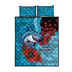 Cronulla-Sutherland Sharks ANZAC Personalised Quilt Bed Set Lest We Forget Poppy Camo