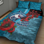 Cronulla-Sutherland Sharks ANZAC Personalised Quilt Bed Set Lest We Forget Poppy Camo