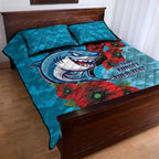Cronulla-Sutherland Sharks ANZAC Personalised Quilt Bed Set Lest We Forget Poppy Camo