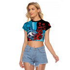 Cronulla-Sutherland Sharks ANZAC Personalised Raglan Cropped T Shirt Lest We Forget Poppy Camo