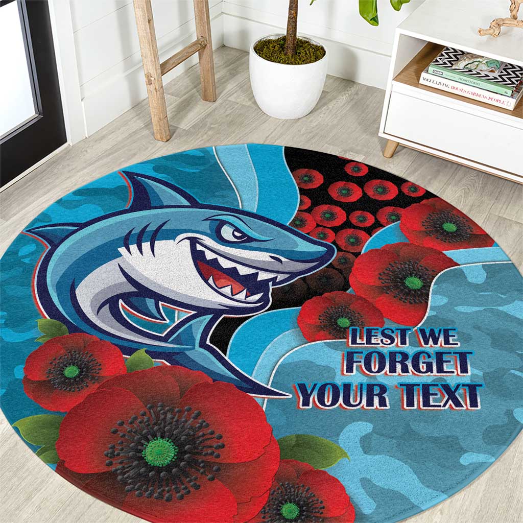 Cronulla-Sutherland Sharks ANZAC Personalised Round Carpet Lest We Forget Poppy Camo