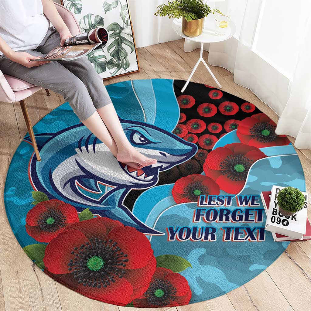 Cronulla-Sutherland Sharks ANZAC Personalised Round Carpet Lest We Forget Poppy Camo